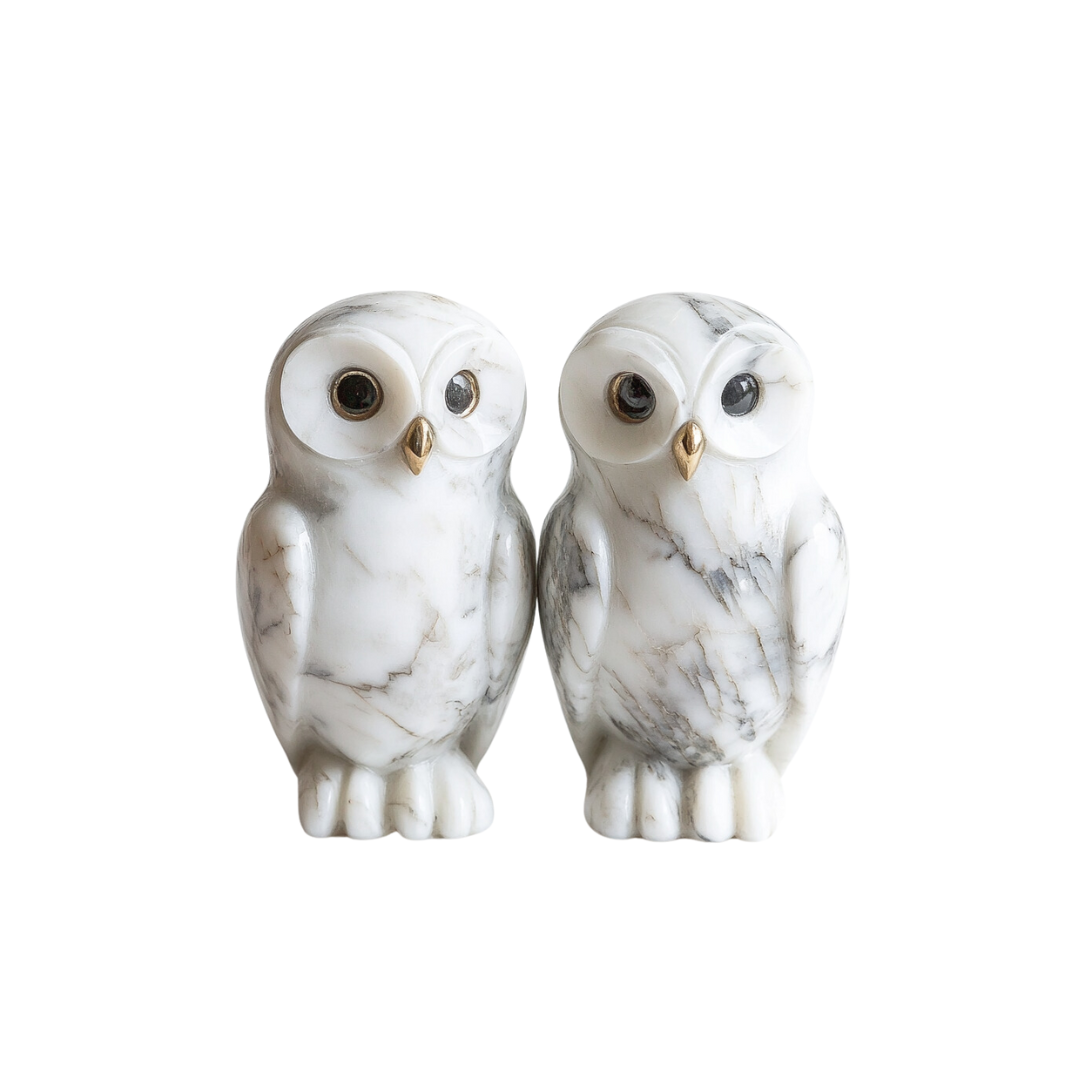 2 piece marble owl